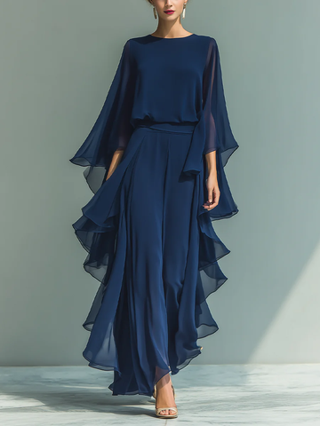 Aurora | Elegant Chiffon Set with Ruffle